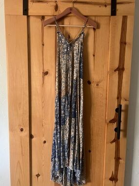 Boho Floral Maxi Dress in Navy and Cream Free People FP Intimately size S